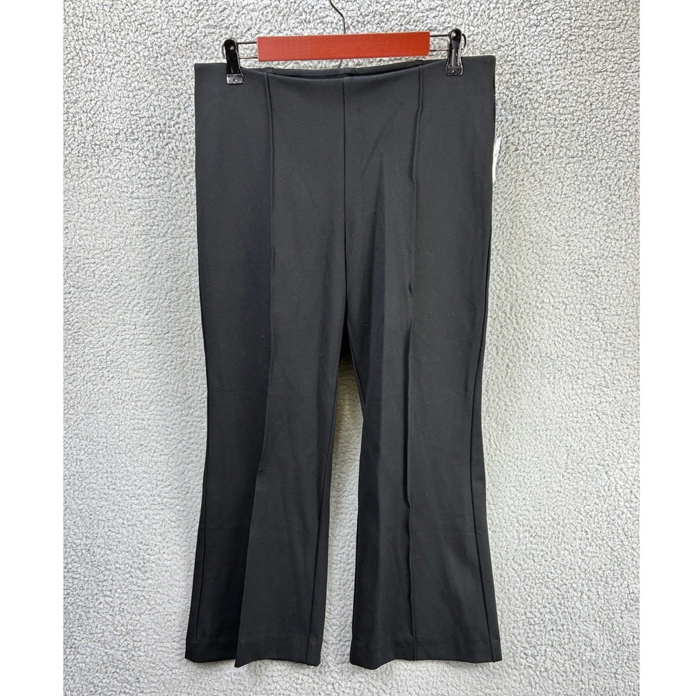GAP Pintuck Cropped Flare Pants Womens L Petite Black Stretch Workwear NWT